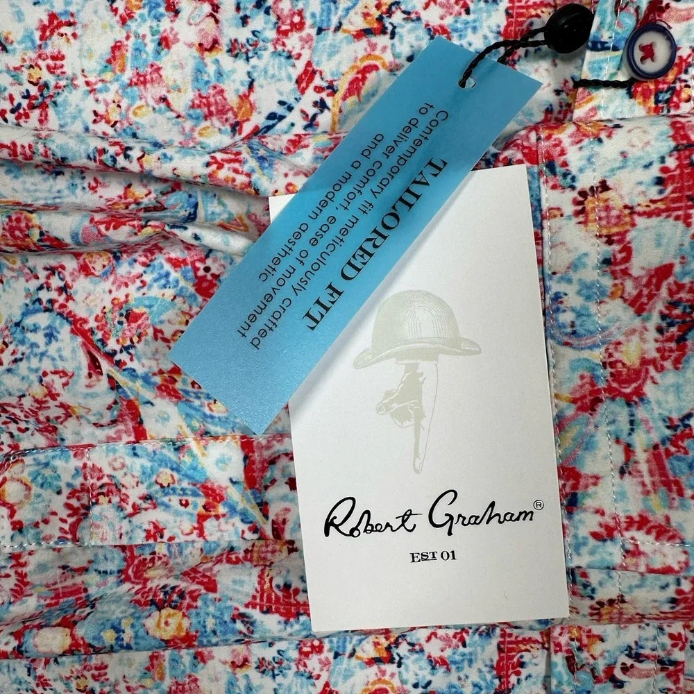 Robert Graham Shirt Mens Large Tailored Kamari Colorful Paisley Long Sleeve NEW